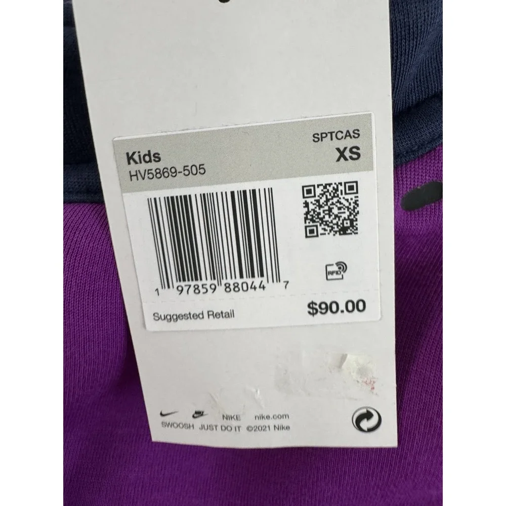 Nike Sportswear Tech Fleece  Kids Joggers Purple Navy Size‎ XS HV5869-505 $90
